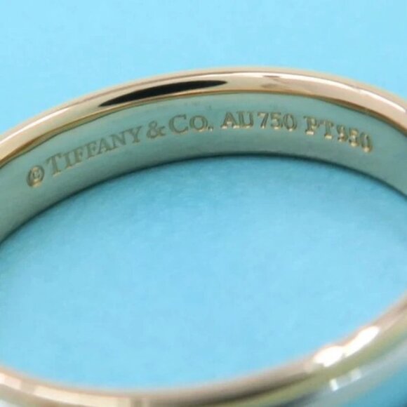Tiffany & Co. Band Ring size US7 Platinum 950 & 18K Rose Gold Auth #2958 - Picture 6 of 8